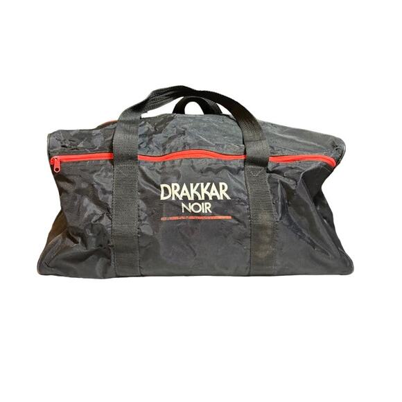 Vintage Drakkar Noir duffle bag vtg 80s black and red travel gym bag 80s retro - Picture 1 of 5